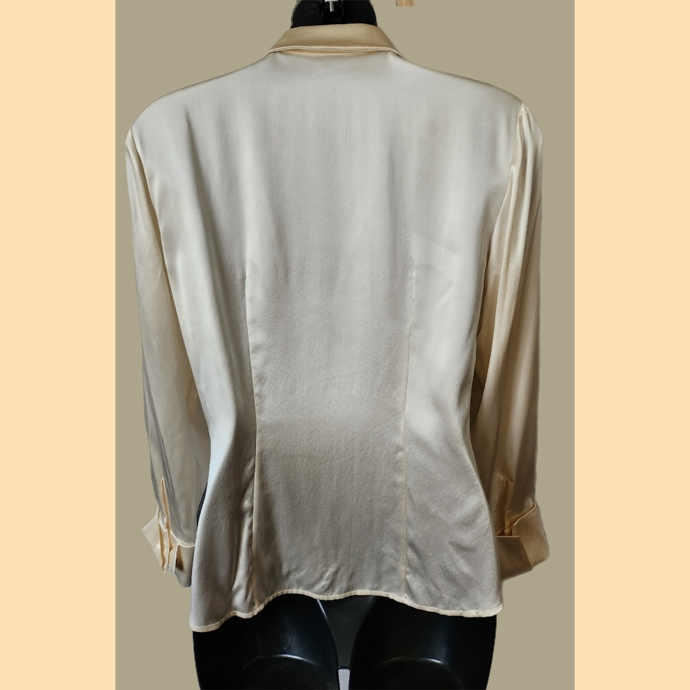 VINTAGE LINDA ALLARD ELLEN TRACY CREAM 100% SILK BLOUSE SIZE 2 - Picture 4 of 5